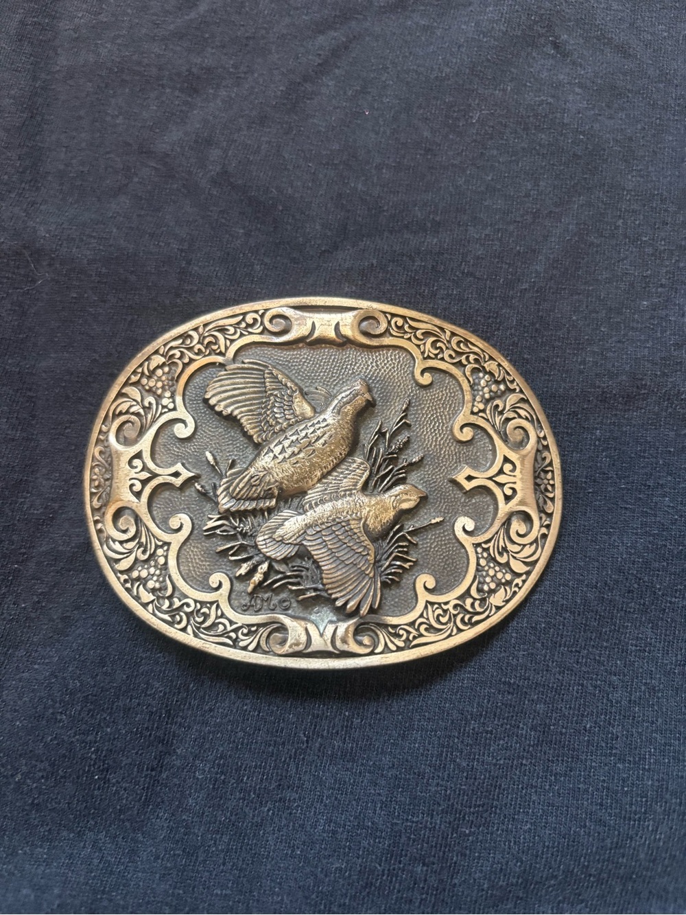 Vintage Award Design Medals Solid Brass Birds Belt Buckle 1980's Classic Bronze